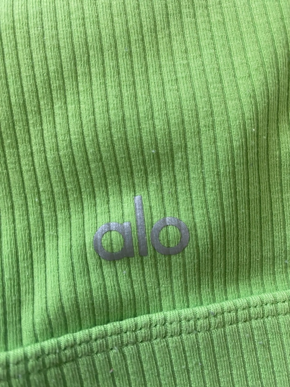 Alo Ribbed Lime Green Crop Tank Top, size medium - Picture 9 of 9